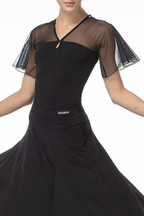 Black top with sheer sleeves classic dance standard 