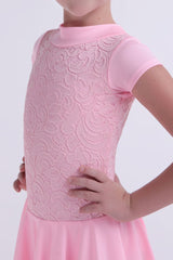 Short sleeves pink juvenile dress with details gorgeous 