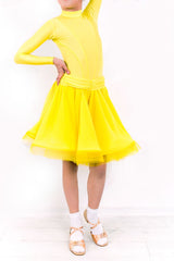 yellow juvenile dress with long sleeves dance clothes
