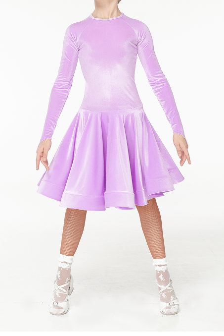 Long sleeve, purple, velour dance dress with a flowing skirt. Stunning colour. 