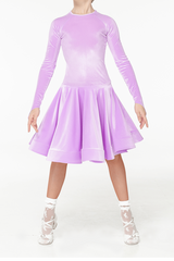 Long sleeve, purple, velour dance dress with a flowing skirt. Stunning colour. 