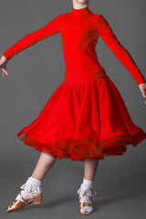 red long sleeve juvenile dress 